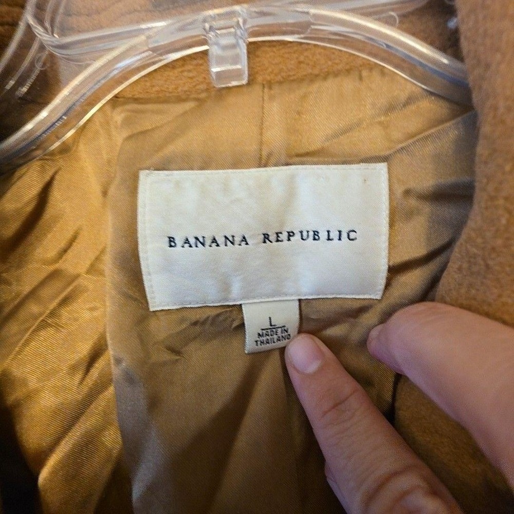 Banana Republic Coat Womens L Brown Wool Single Breasted Overcoat Lined Twill - Picture 2 of 14